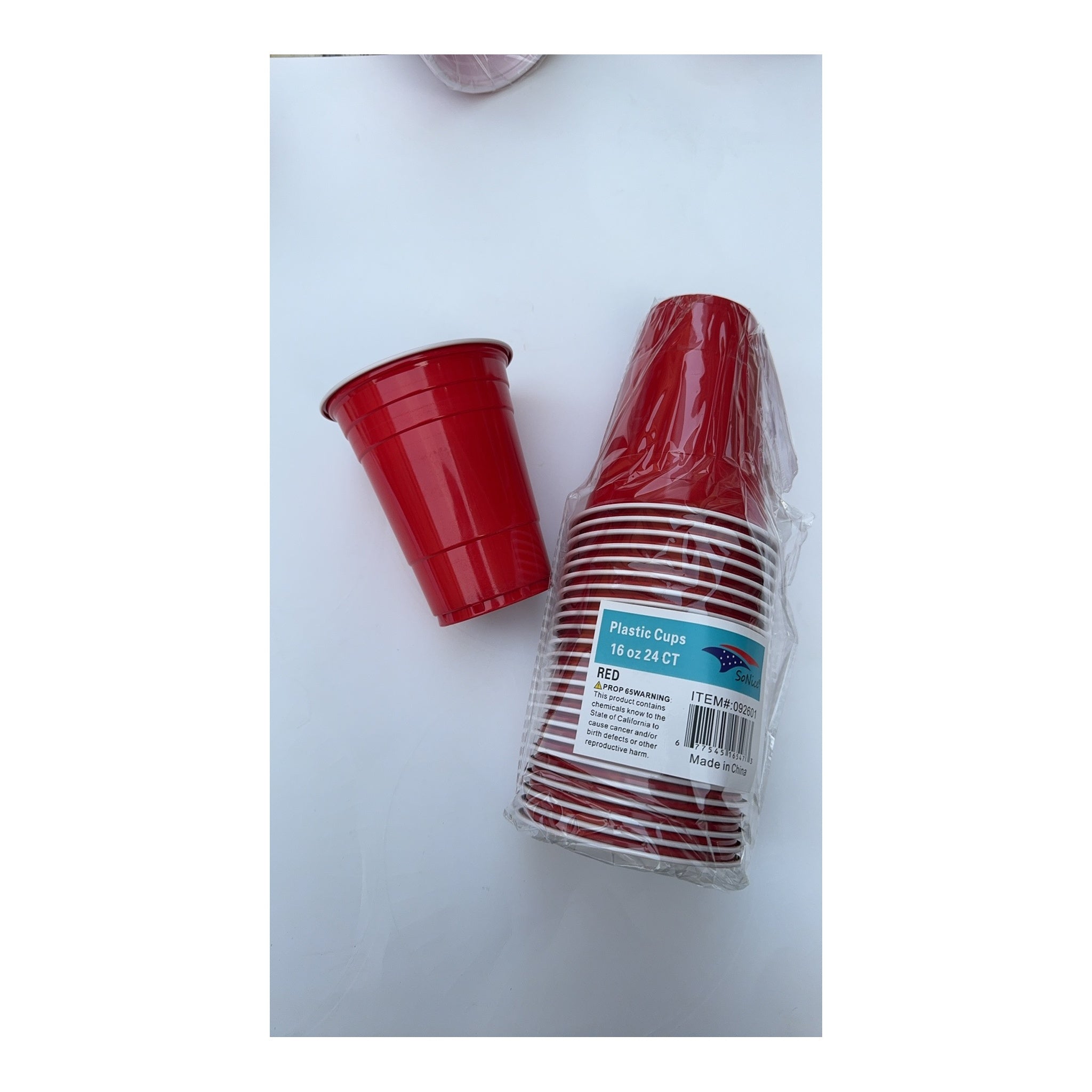 24 ct Plt 16Oz Cups Red 24Pk/Cs
